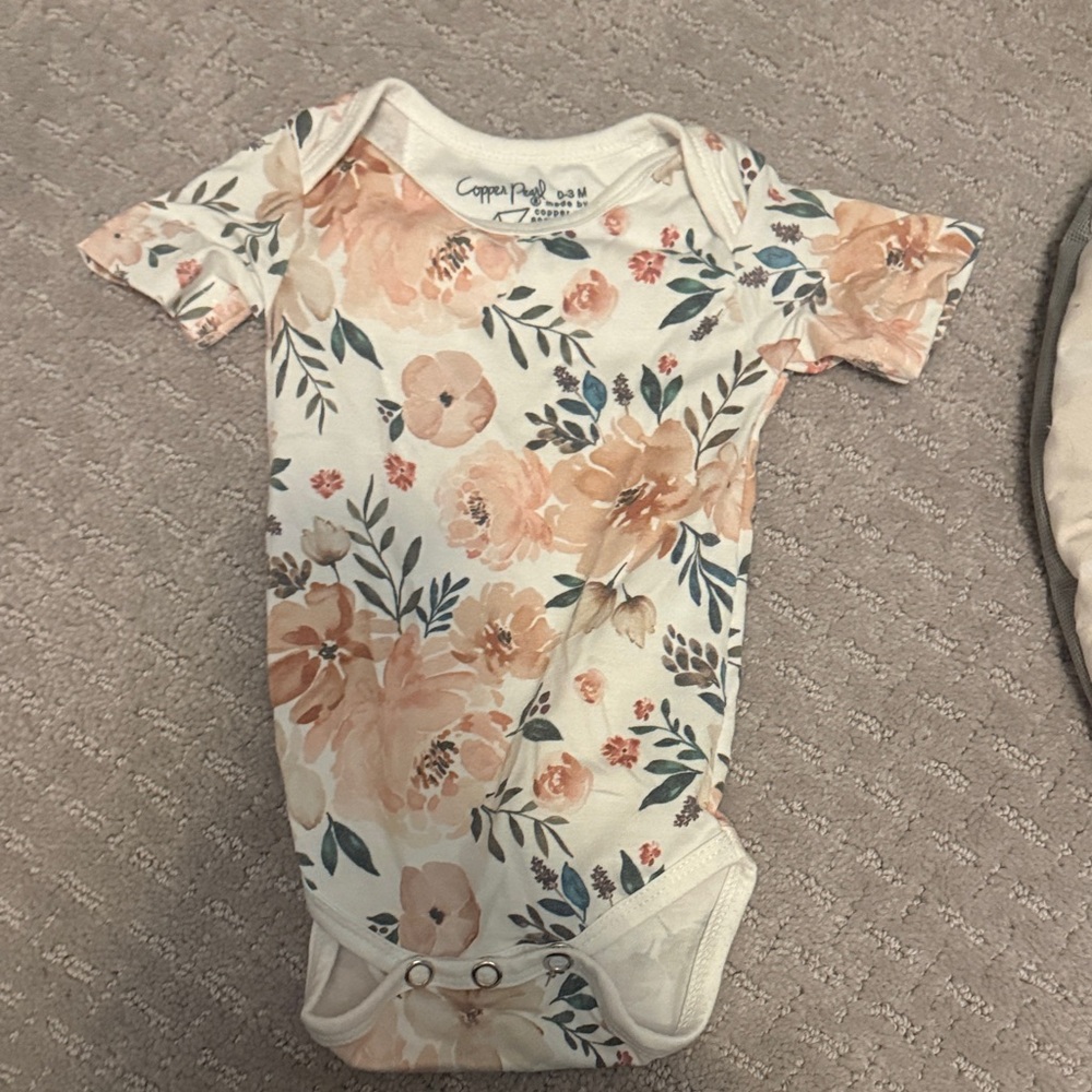 Copper Pearl Floral Print Baby Bodysuit